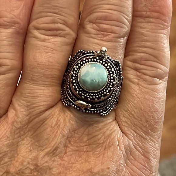 #420 Larimar Handcrafted Poison ☠️ Ring 💍 Size 9 NWOT - Picture 2 of 15